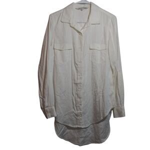Love 8 For Versona Cream Long Sleeve Button Up Tunic Top Casual Neutral Size S